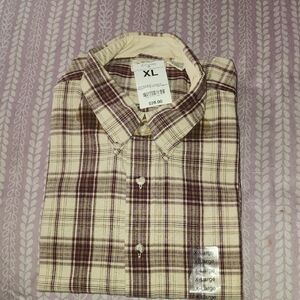 St. John's Bay Plaid Shirt - Cream and Brown